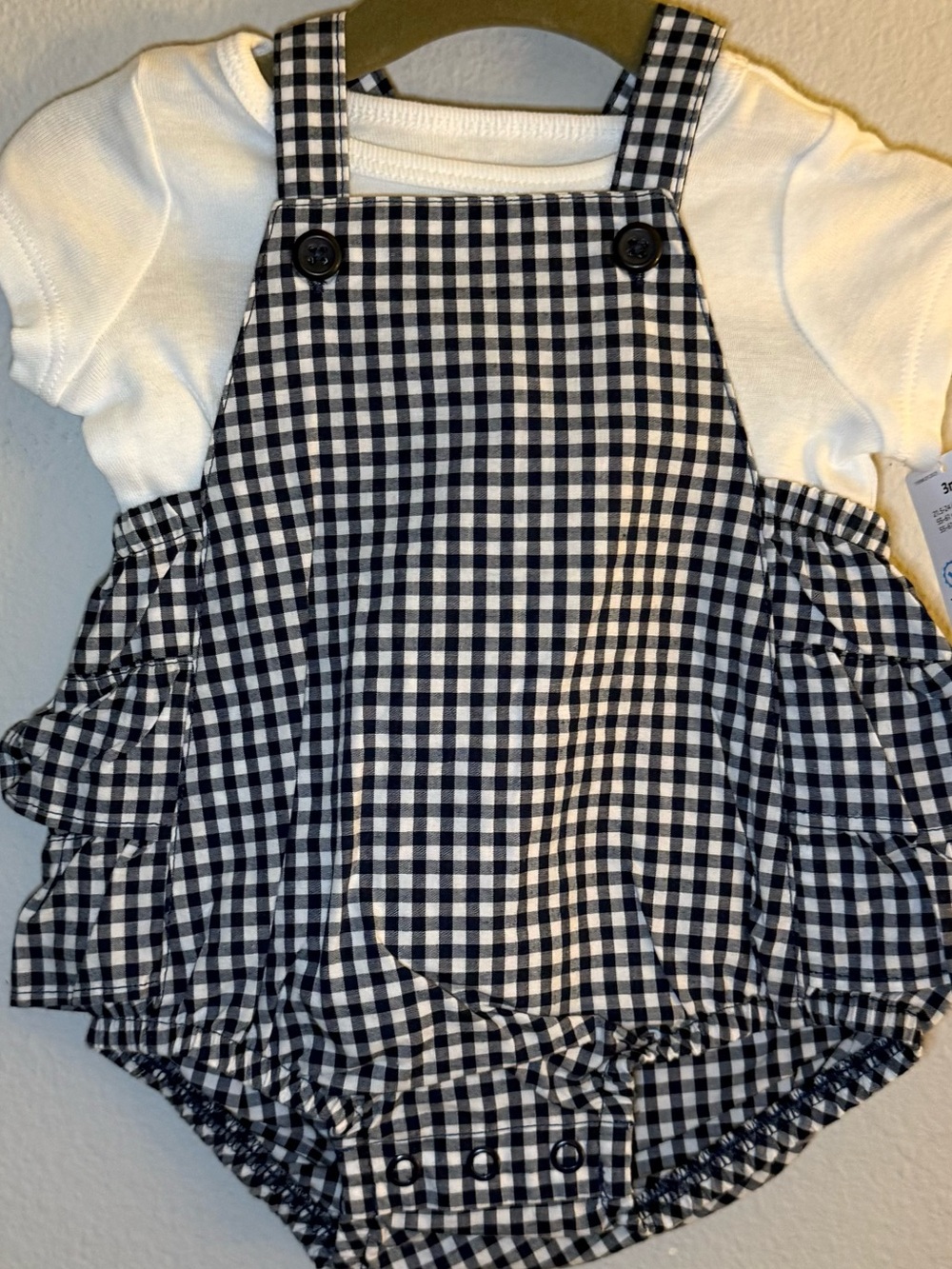 Carter's Blue and White Gingham Bubble Romper Set